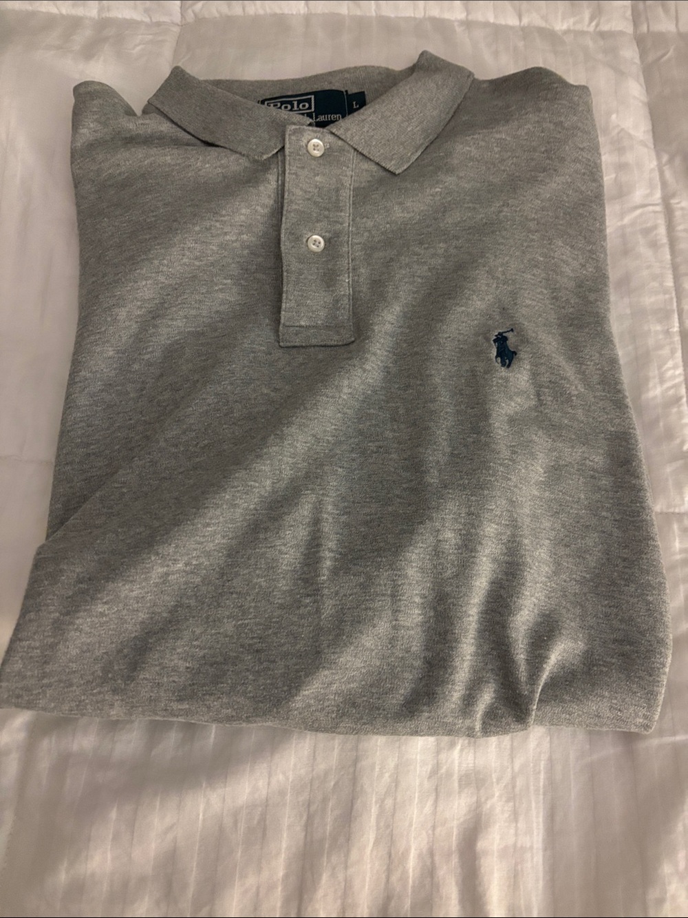 Polo by Ralph Lauren Men’s Heather Grey Polo with Navy Pony